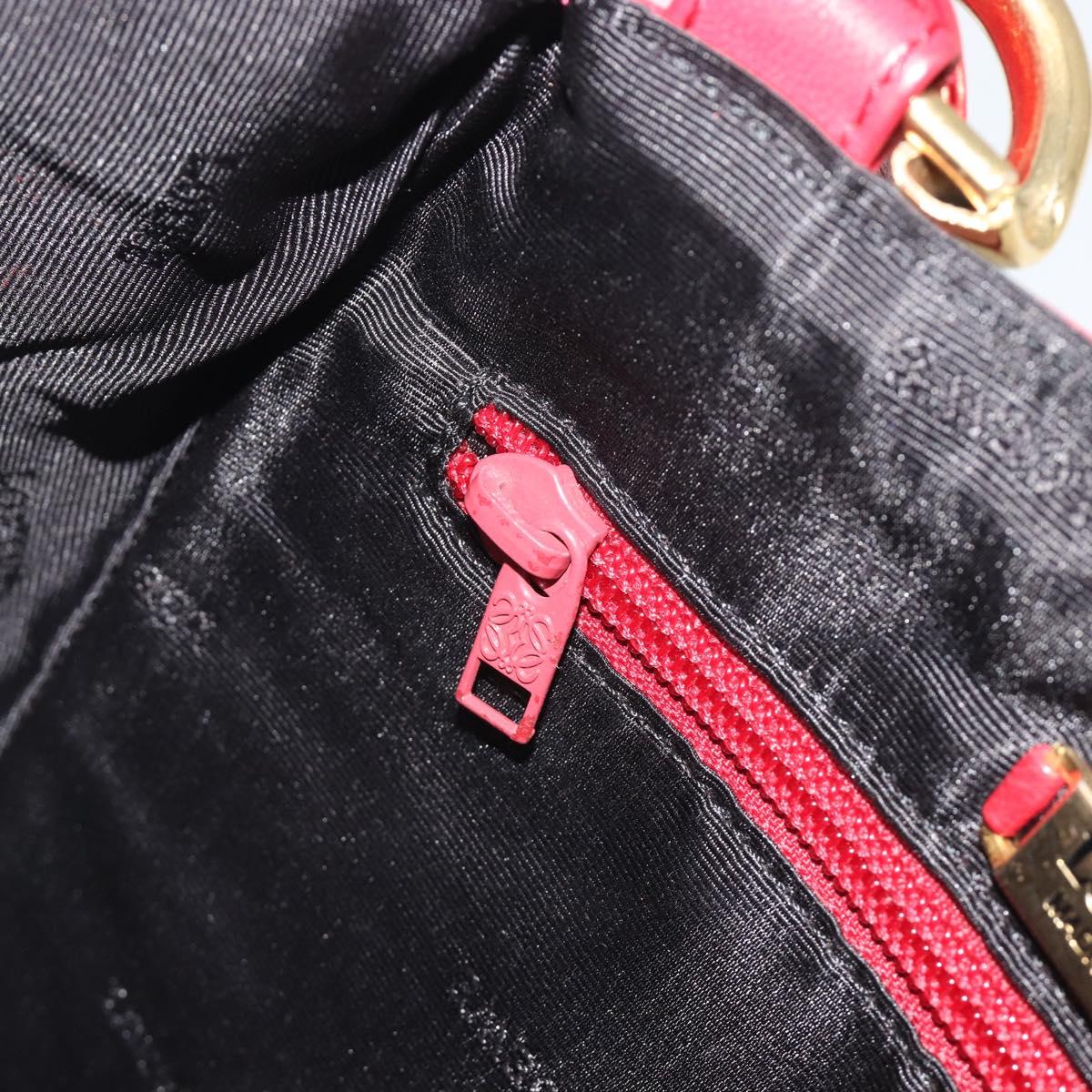 LOEWE Shoulder Bag Leather Red Gold Tone Auth 192808A