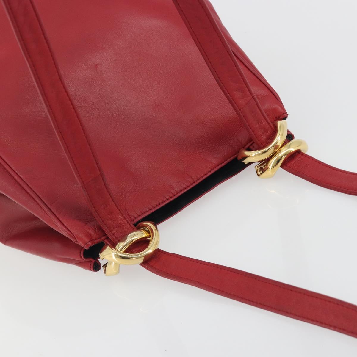 LOEWE Shoulder Bag Leather Red Gold Tone Auth 192808A