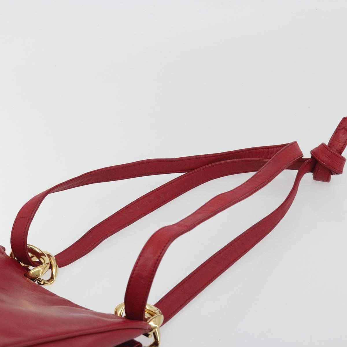 LOEWE Shoulder Bag Leather Red Gold Tone Auth 192808A