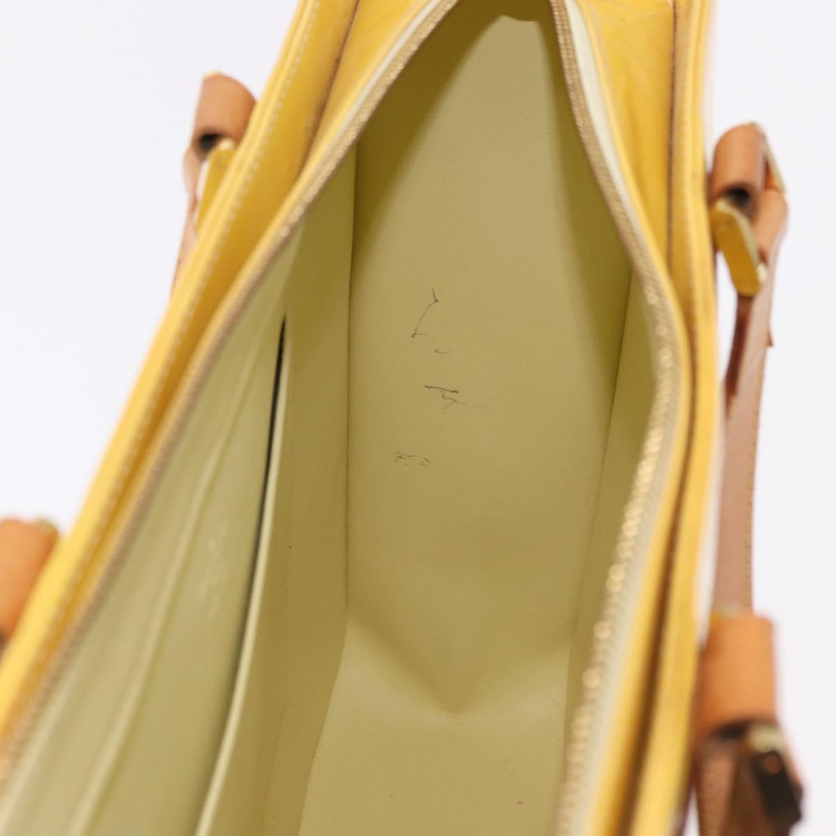 LOUIS VUITTON Monogram Vernis Columbus Tote Bag Lime Yellow M91047 Auth 192809