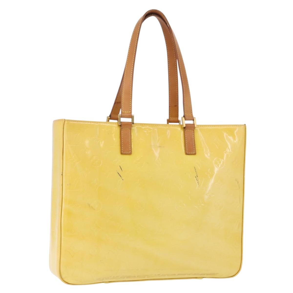 LOUIS VUITTON Monogram Vernis Columbus Tote Bag Lime Yellow M91047 Auth 192809