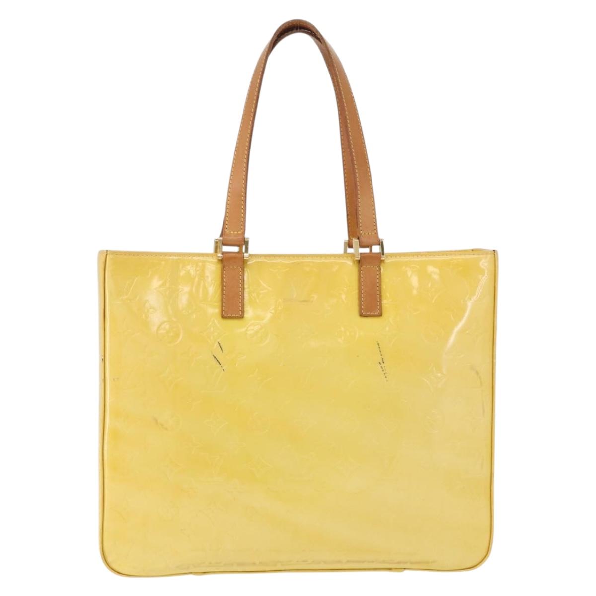 LOUIS VUITTON Monogram Vernis Columbus Tote Bag Lime Yellow M91047 Auth 192809