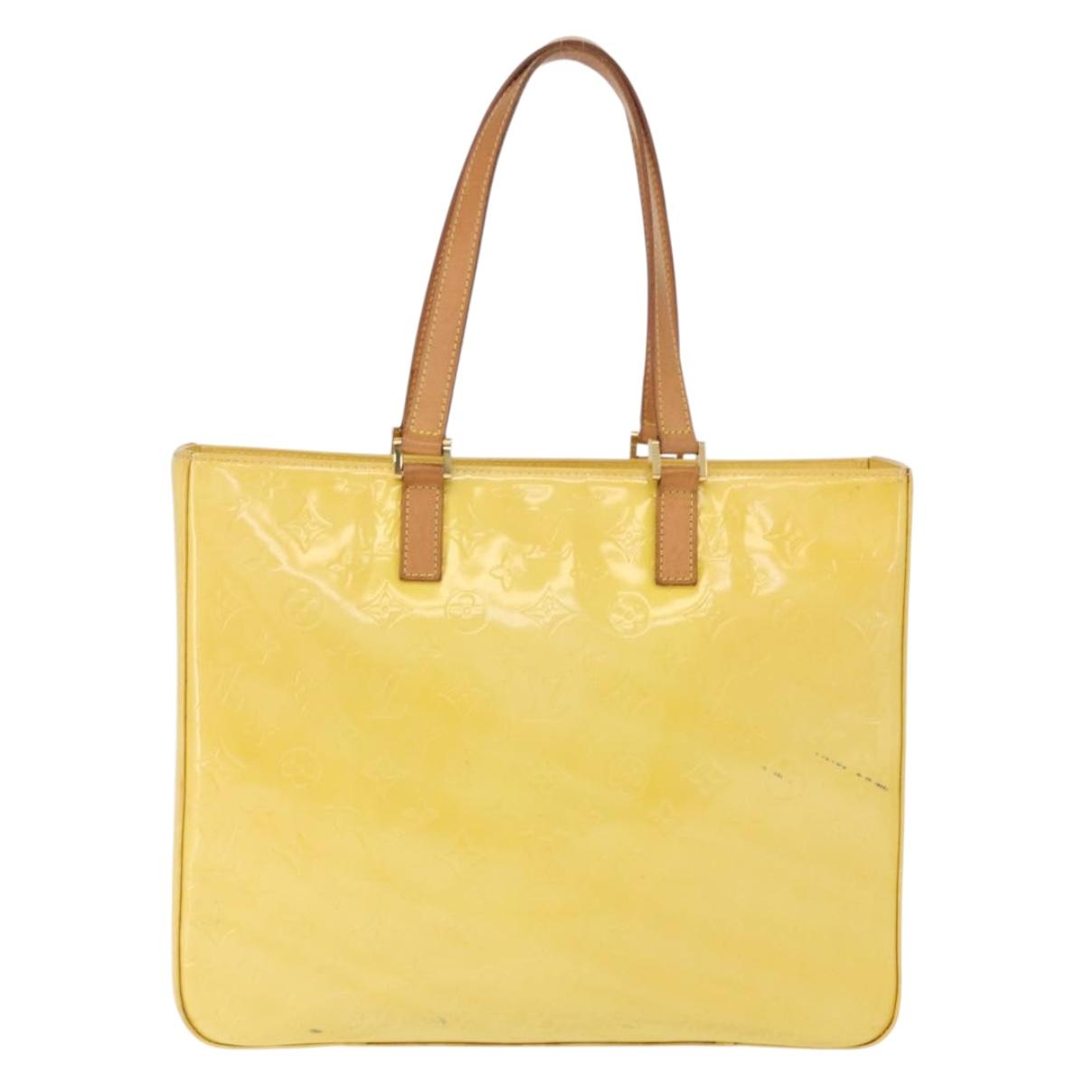 LOUIS VUITTON Monogram Vernis Columbus Tote Bag Lime Yellow M91047 Auth 192809