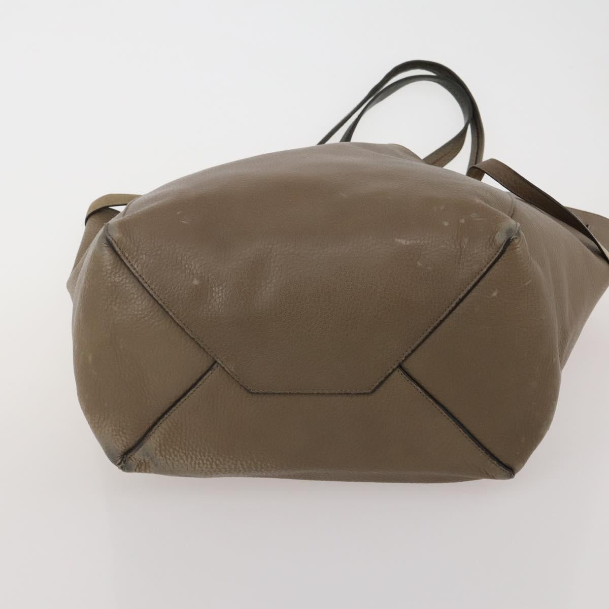 CELINE Tote Bag Leather Canvas 2 Set Beige Blue Auth 192810