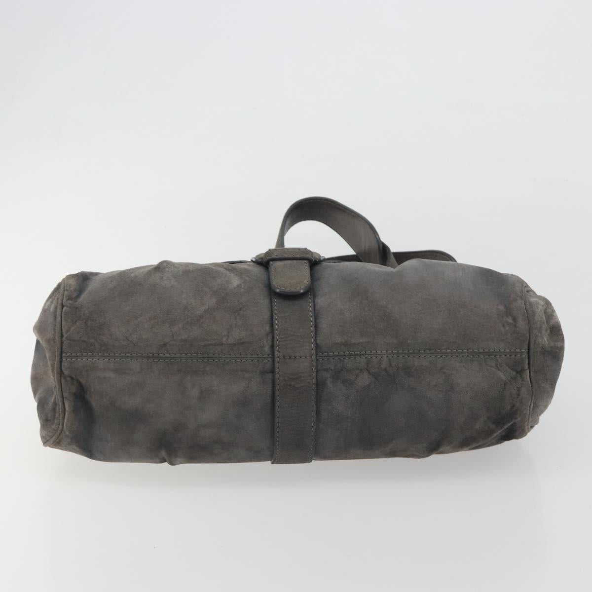 LOEWE Tote Bag Suede Gray Silver Auth 192813