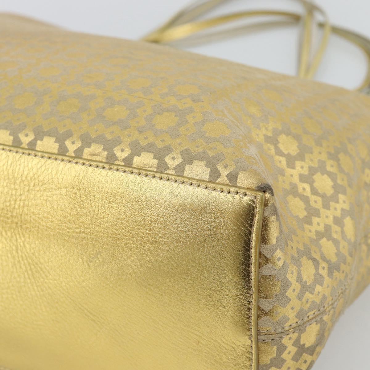 CELINE Tote Bag Suede Gold Auth 192815A