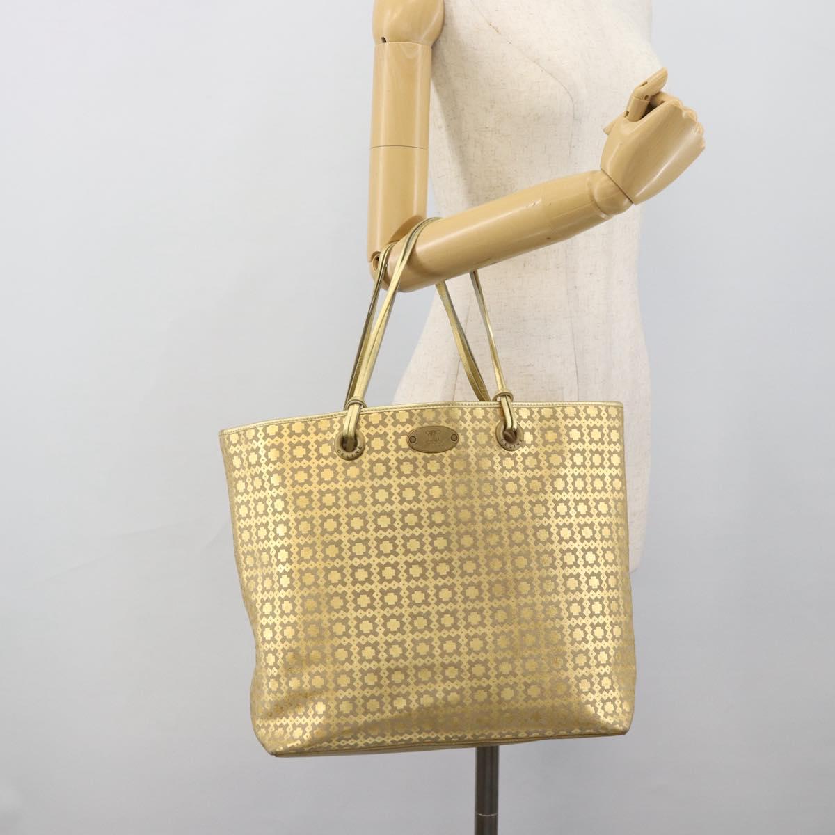 CELINE Tote Bag Suede Gold Auth 192815A