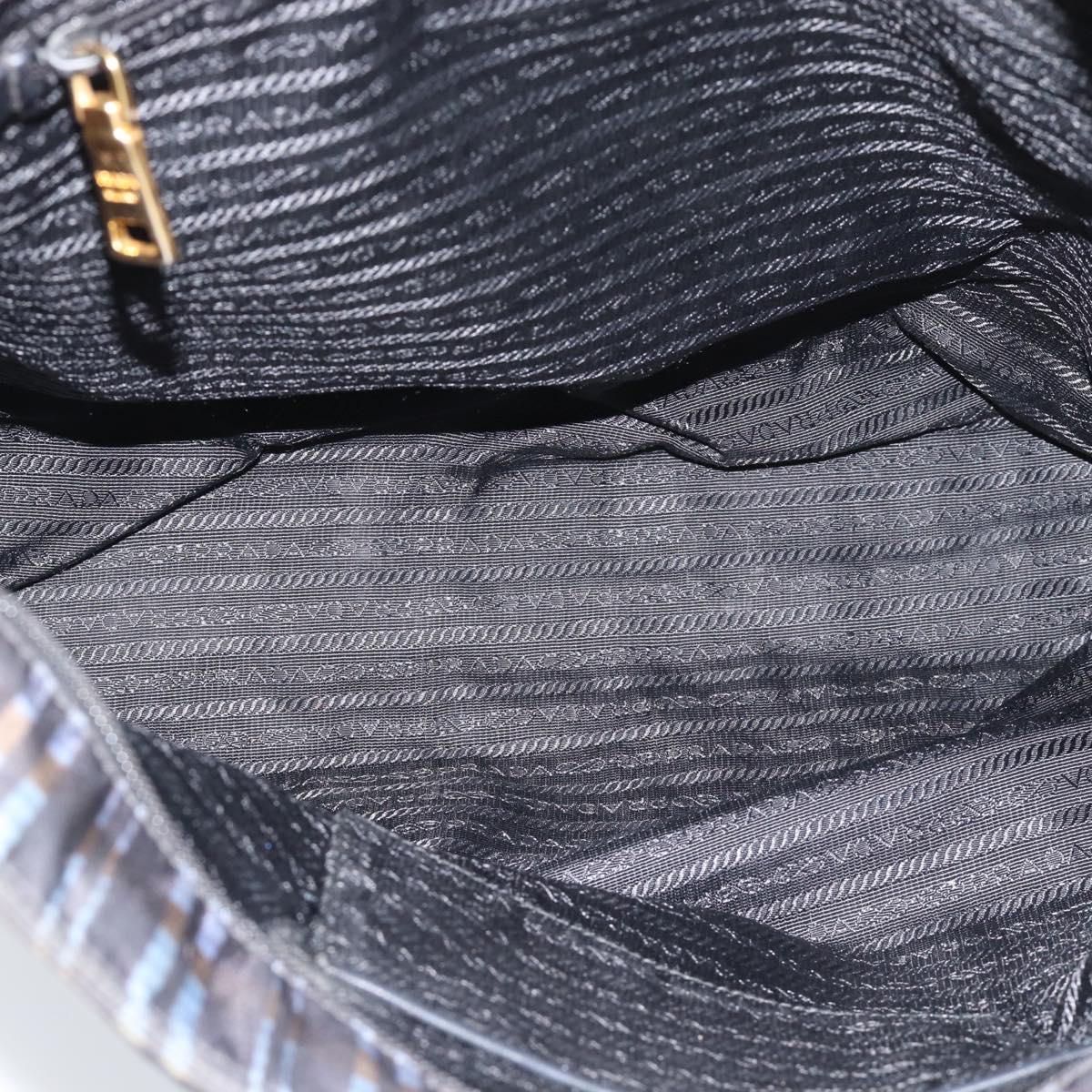 PRADA Tote Bag Nylon Navy Gold Tone Auth 192816A