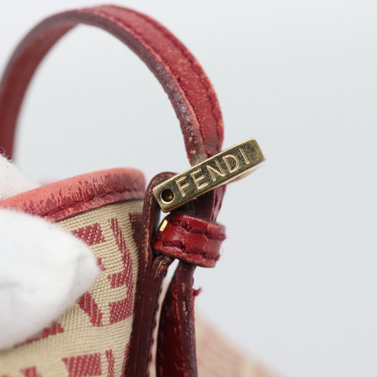 FENDI Zucchino Canvas Tote Bag Red Gold Tone 8BH127 Auth 192817A