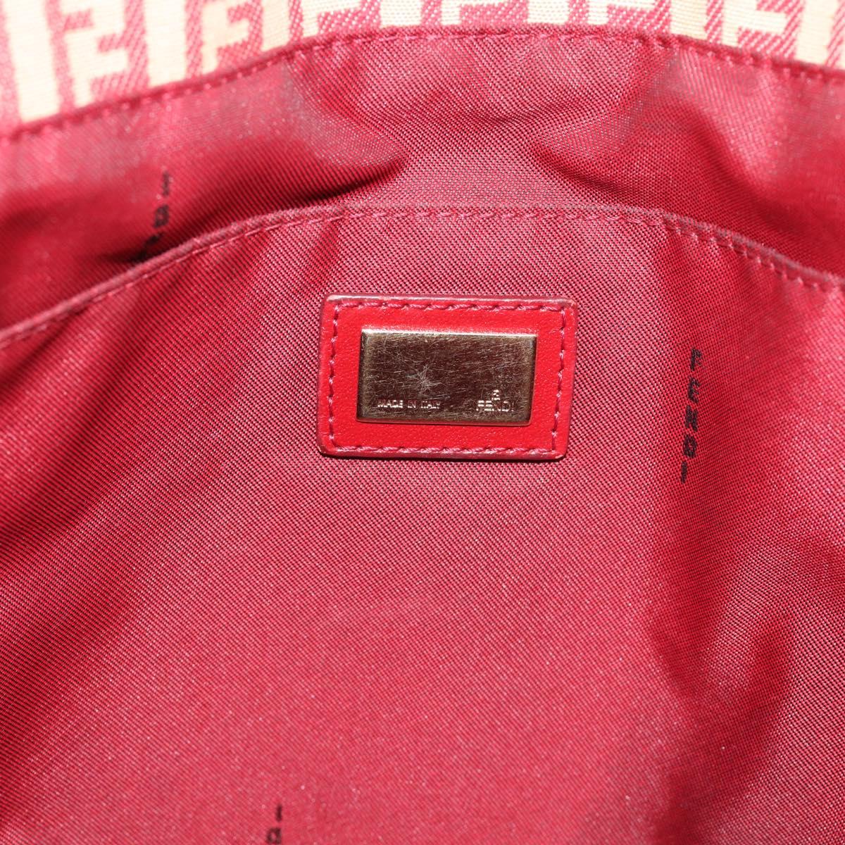 FENDI Zucchino Canvas Tote Bag Red Gold Tone 8BH127 Auth 192817A