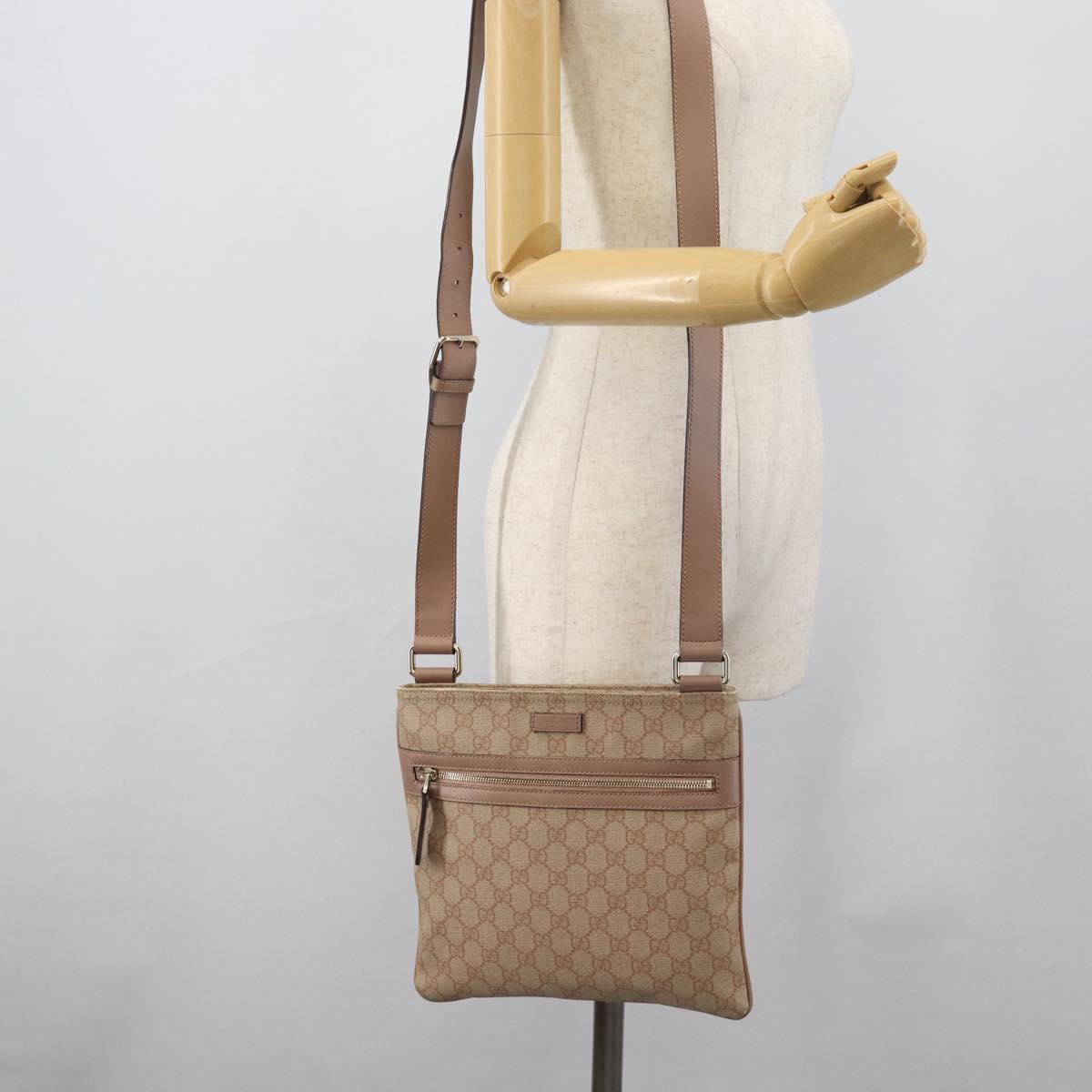 GUCCI GG Supreme Shoulder Bag PVC Leather Pink Gold Tone Auth 192818