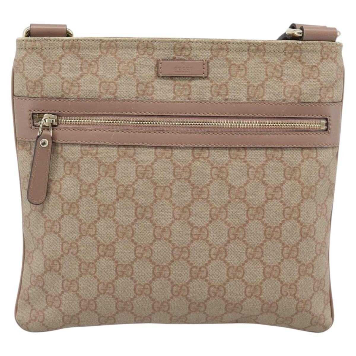 GUCCI GG Supreme Shoulder Bag PVC Leather Pink Gold Tone Auth 192818