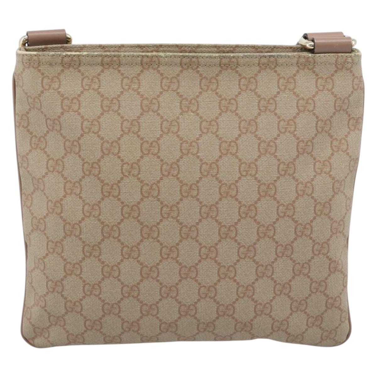 GUCCI GG Supreme Shoulder Bag PVC Leather Pink Gold Tone Auth 192818