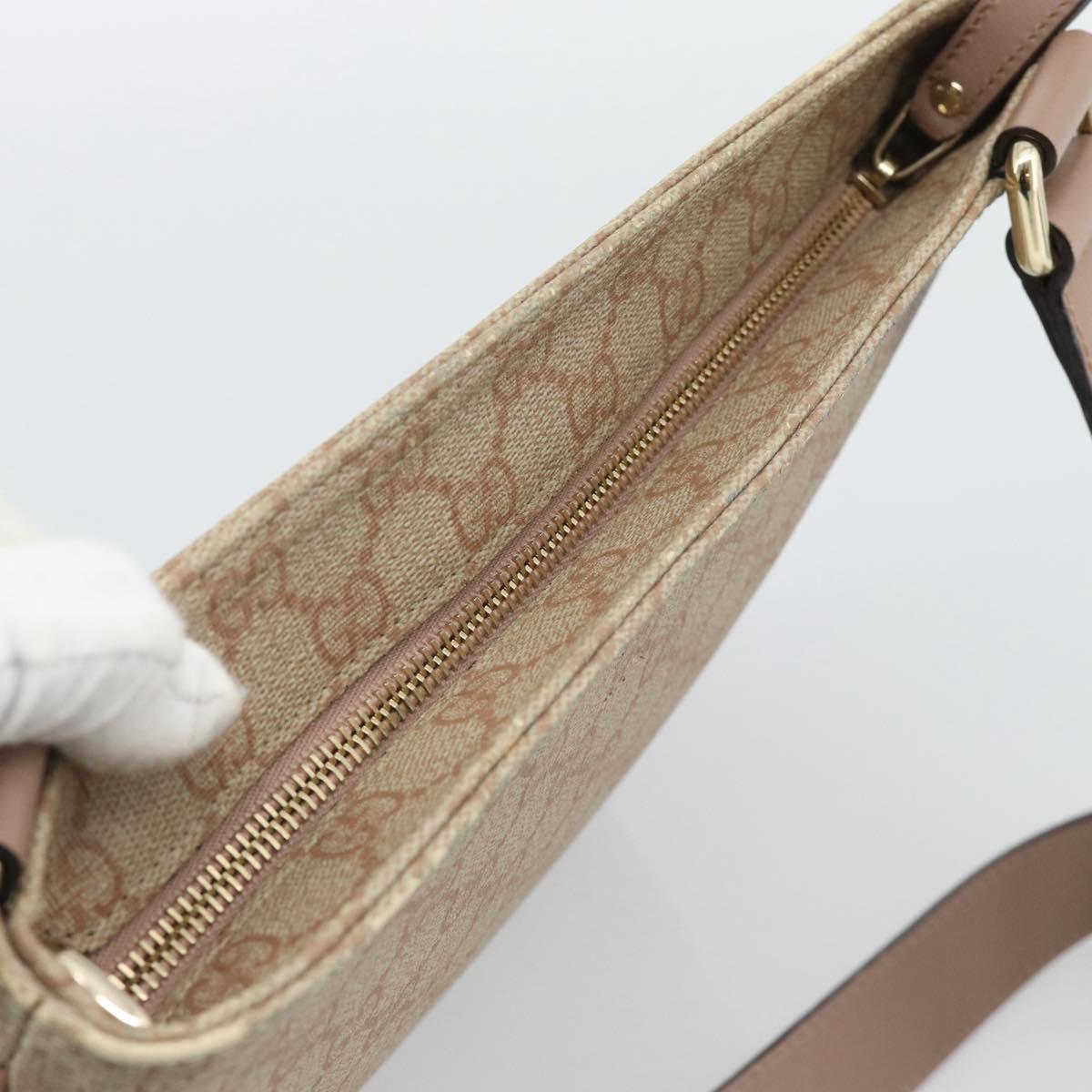 GUCCI GG Supreme Shoulder Bag PVC Leather Pink Gold Tone Auth 192818