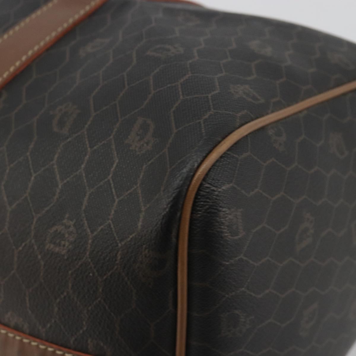 Christian Dior Honeycomb Boston Bag PVC Leather Brown Gold Tone Auth 192820A