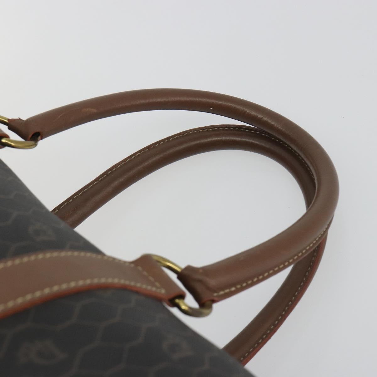 Christian Dior Honeycomb Boston Bag PVC Leather Brown Gold Tone Auth 192820A