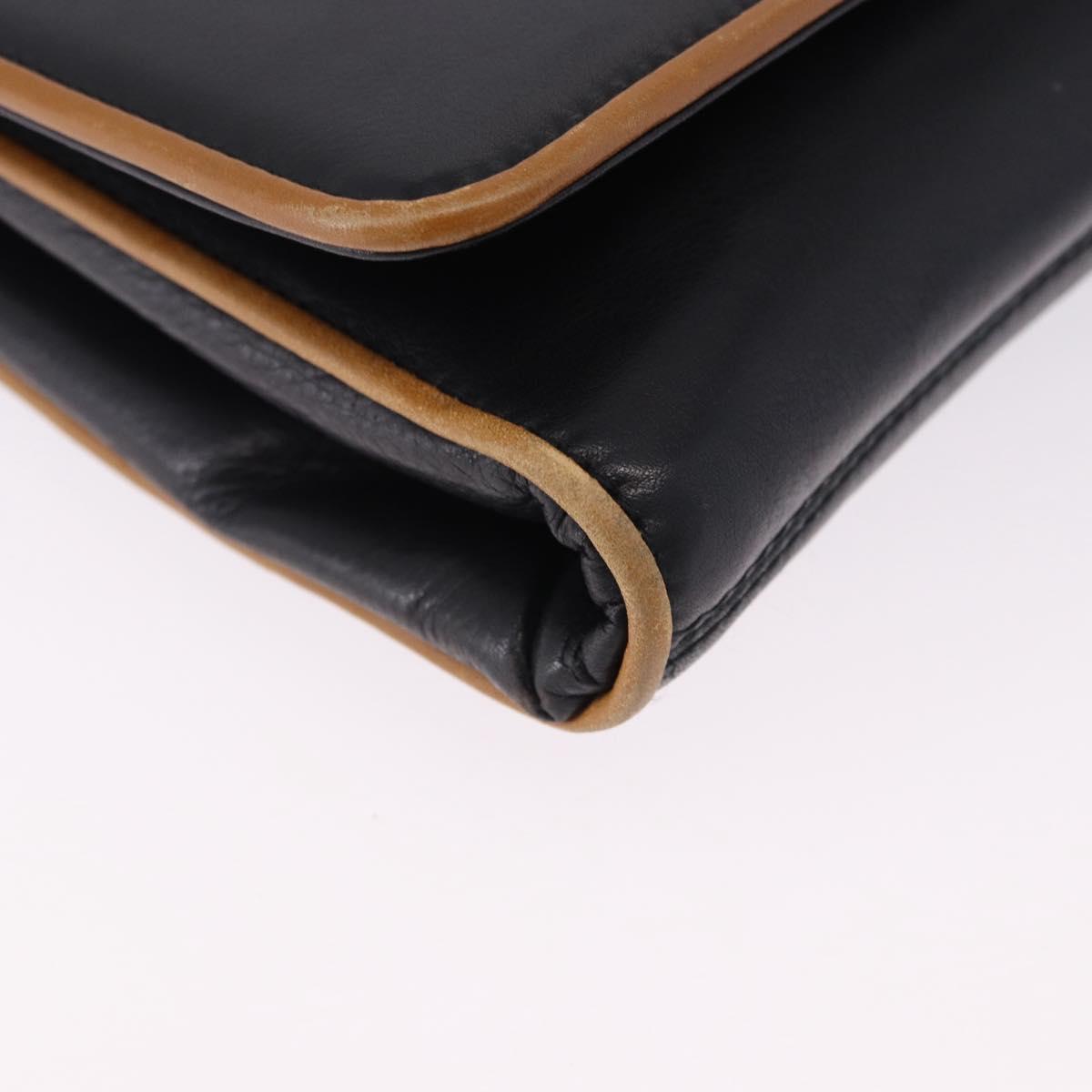 CELINE Horse Carriage Shoulder Bag Leather Black Gold Tone Auth 192821A