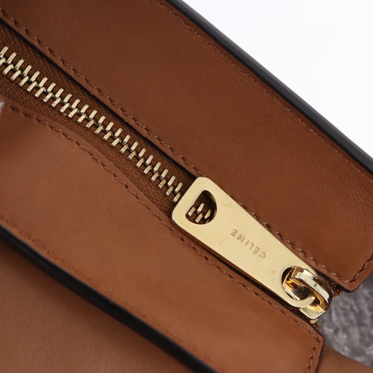 CELINE Trapeze Hand Bag Leather 2way Brown Gold Tone Auth 192822A