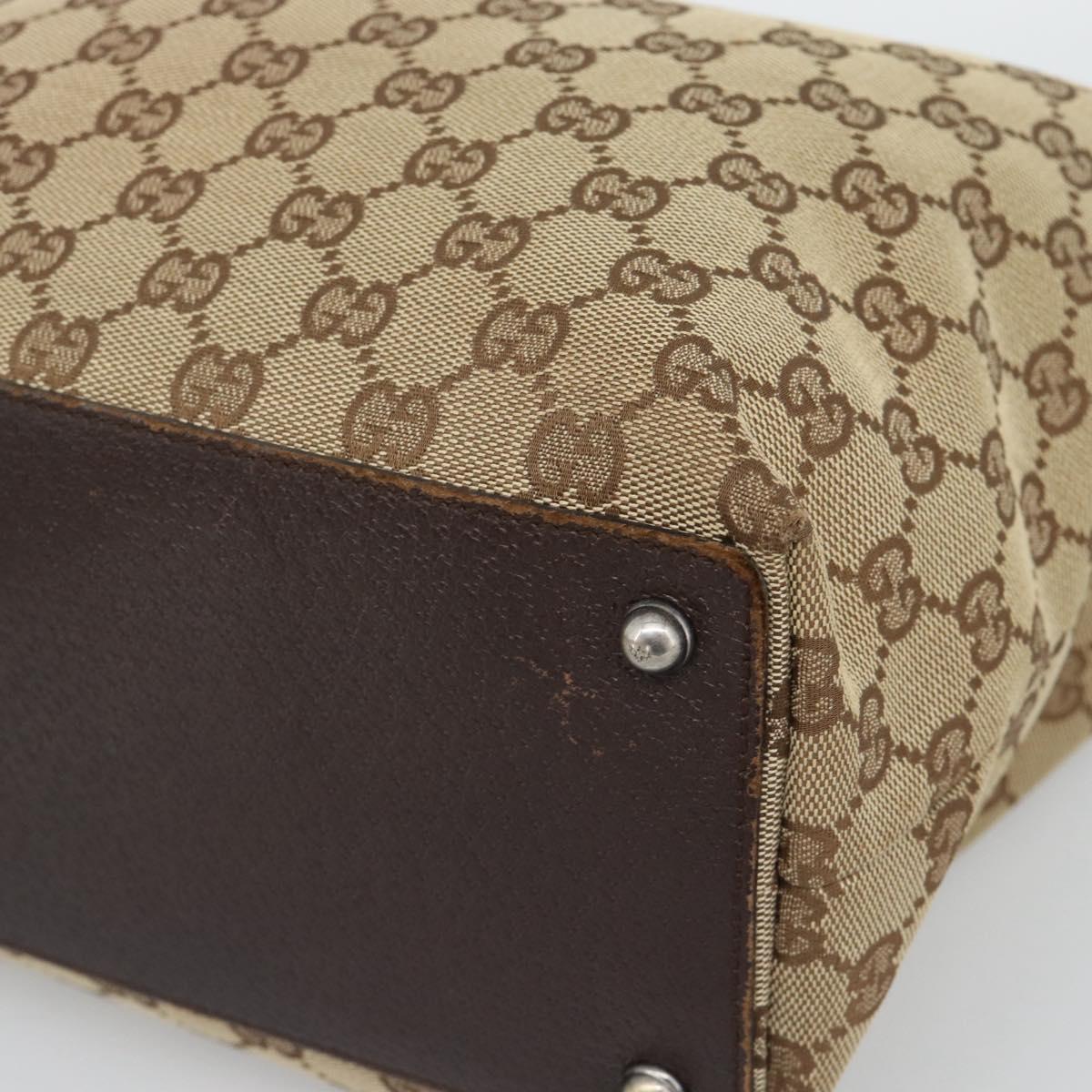 GUCCI GG Canvas Tote Bag Beige Silver 120836 Auth 192823