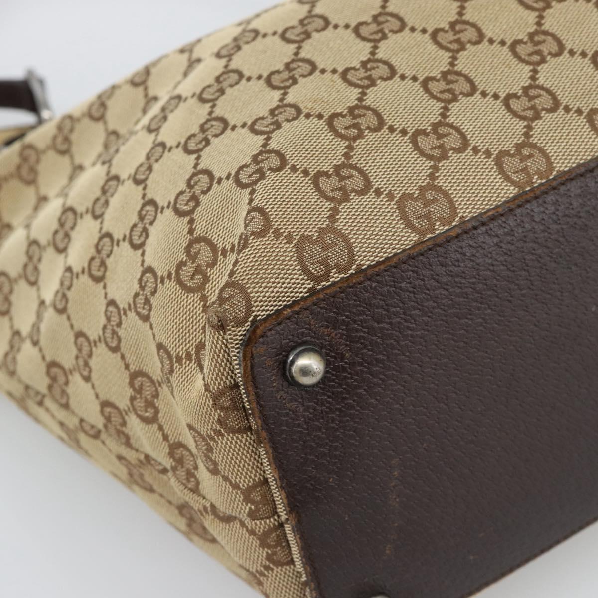 GUCCI GG Canvas Tote Bag Beige Silver 120836 Auth 192823