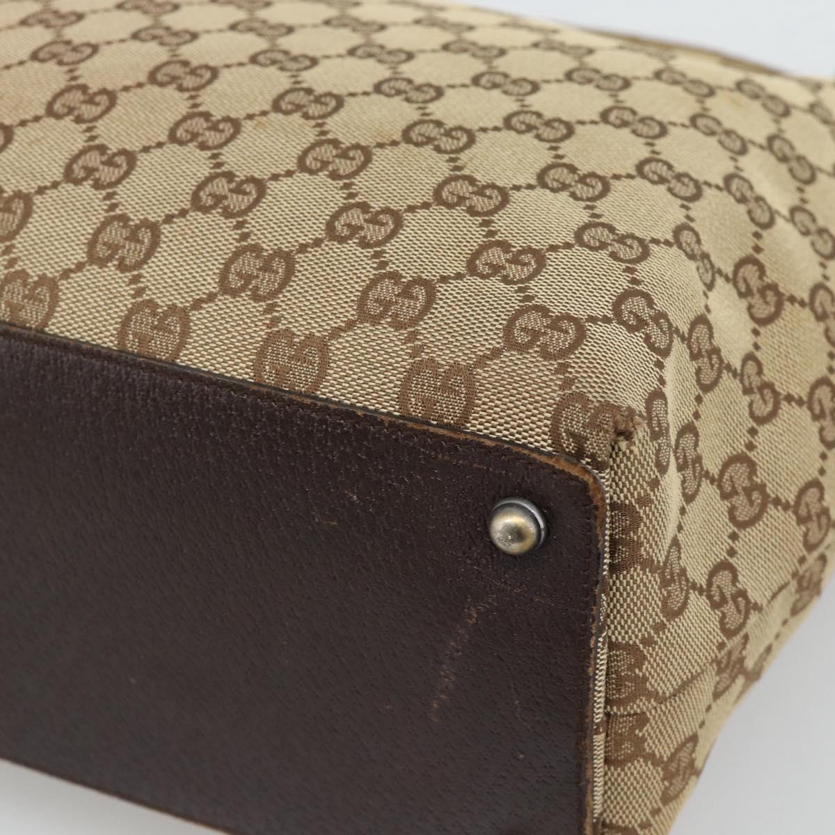 GUCCI GG Canvas Tote Bag Beige Silver 120836 Auth 192823