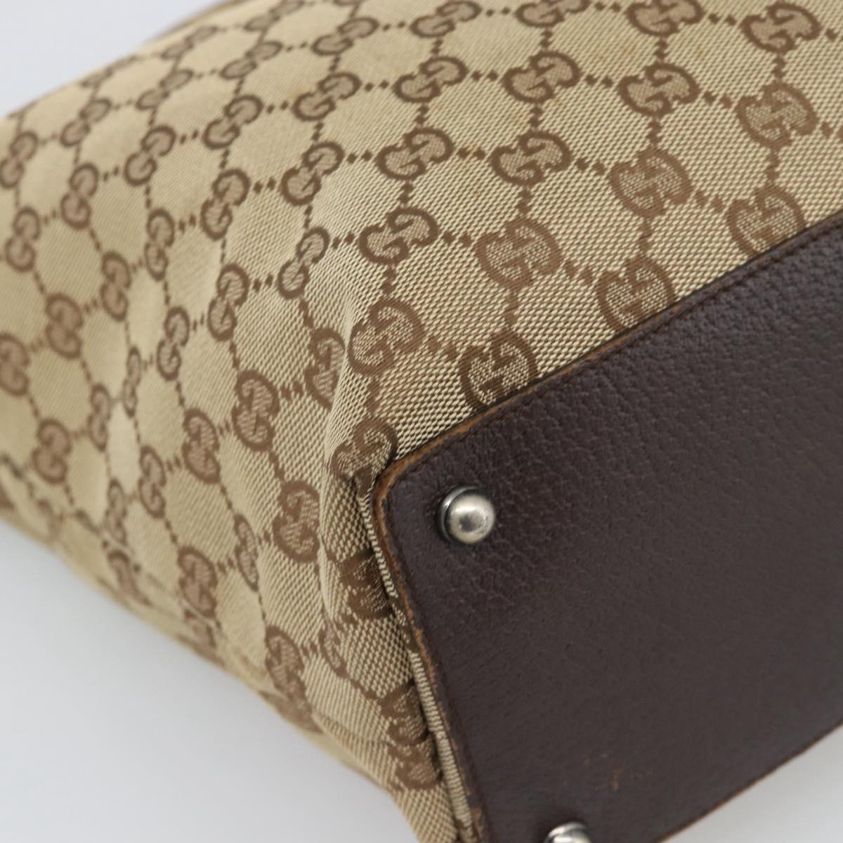 GUCCI GG Canvas Tote Bag Beige Silver 120836 Auth 192823