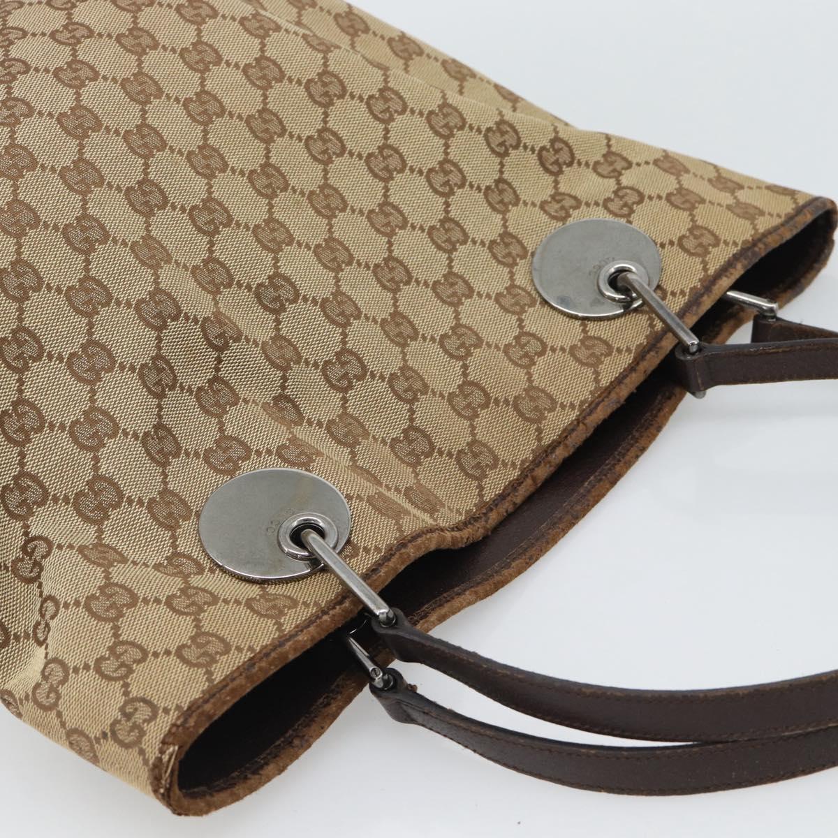 GUCCI GG Canvas Tote Bag Beige Silver 120836 Auth 192823