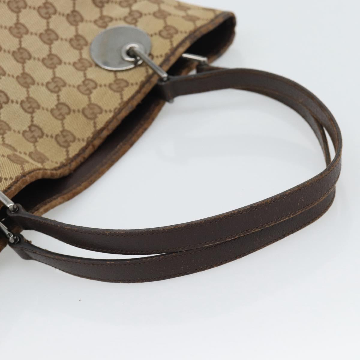 GUCCI GG Canvas Tote Bag Beige Silver 120836 Auth 192823