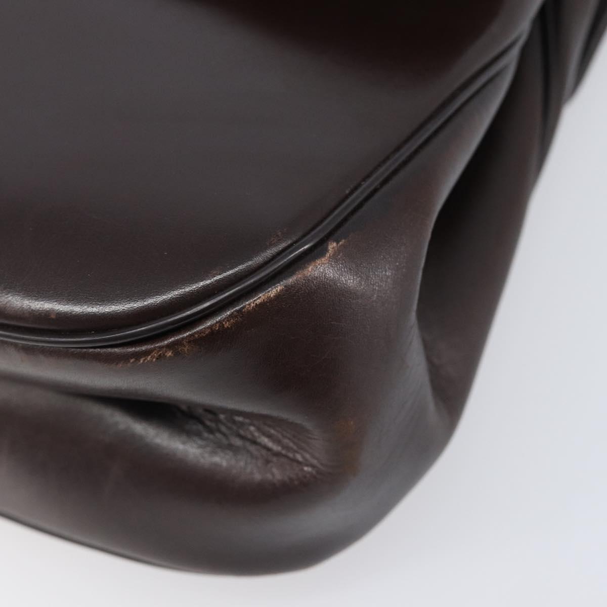Christian Dior Hand Bag Calf Skin 2way Brown Gold Tone Auth 192824A