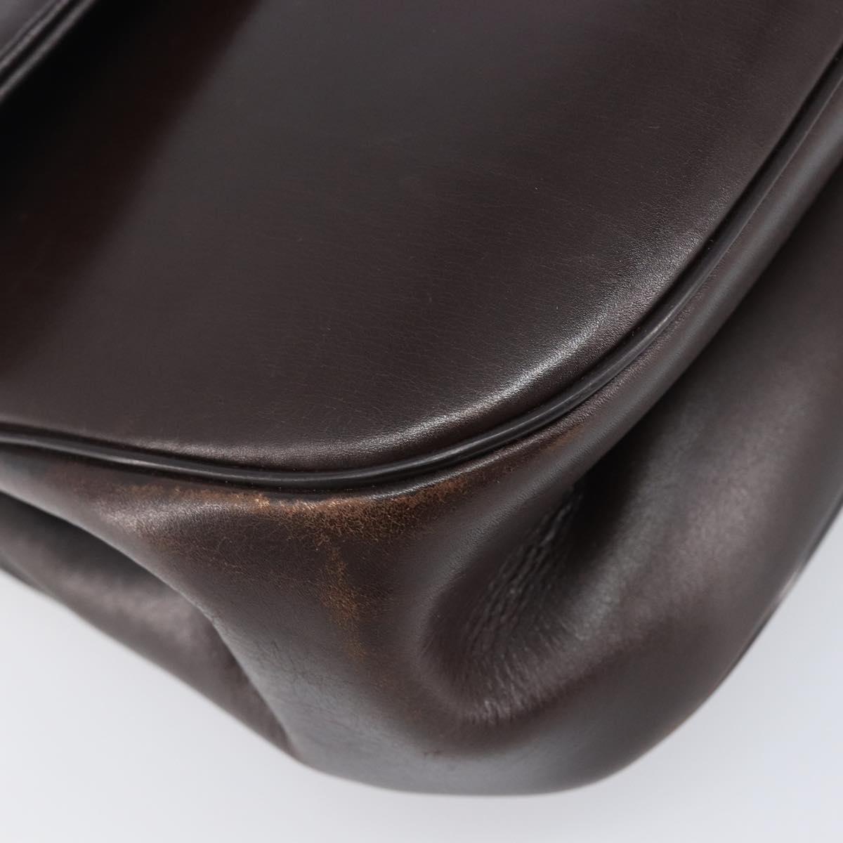 Christian Dior Hand Bag Calf Skin 2way Brown Gold Tone Auth 192824A