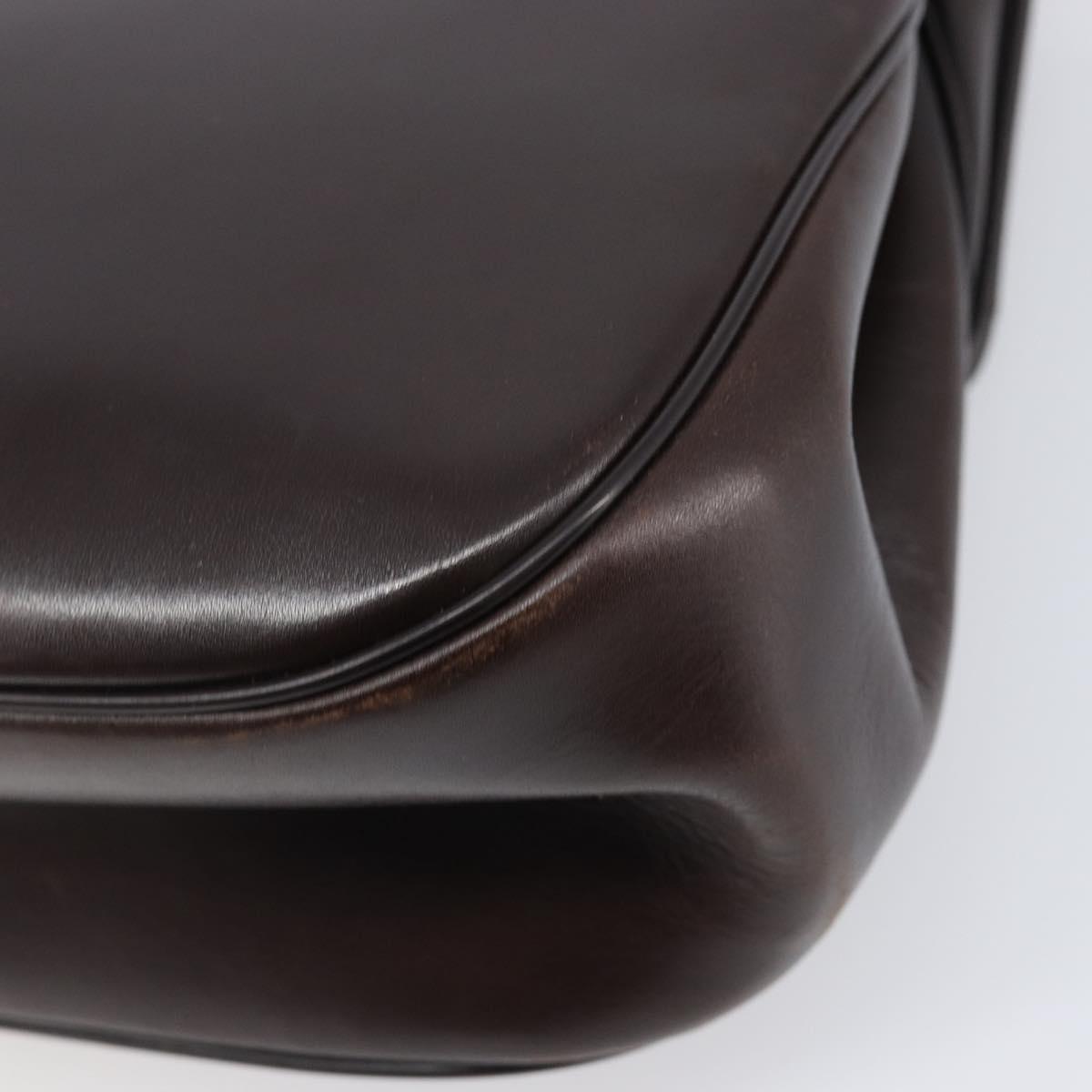 Christian Dior Hand Bag Calf Skin 2way Brown Gold Tone Auth 192824A