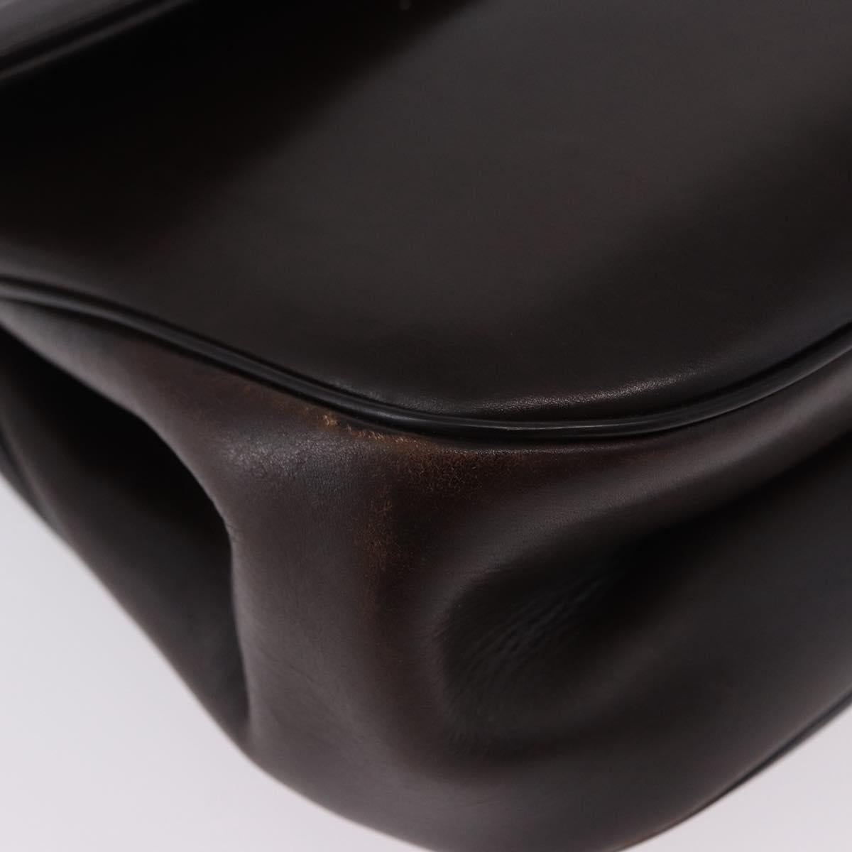 Christian Dior Hand Bag Calf Skin 2way Brown Gold Tone Auth 192824A