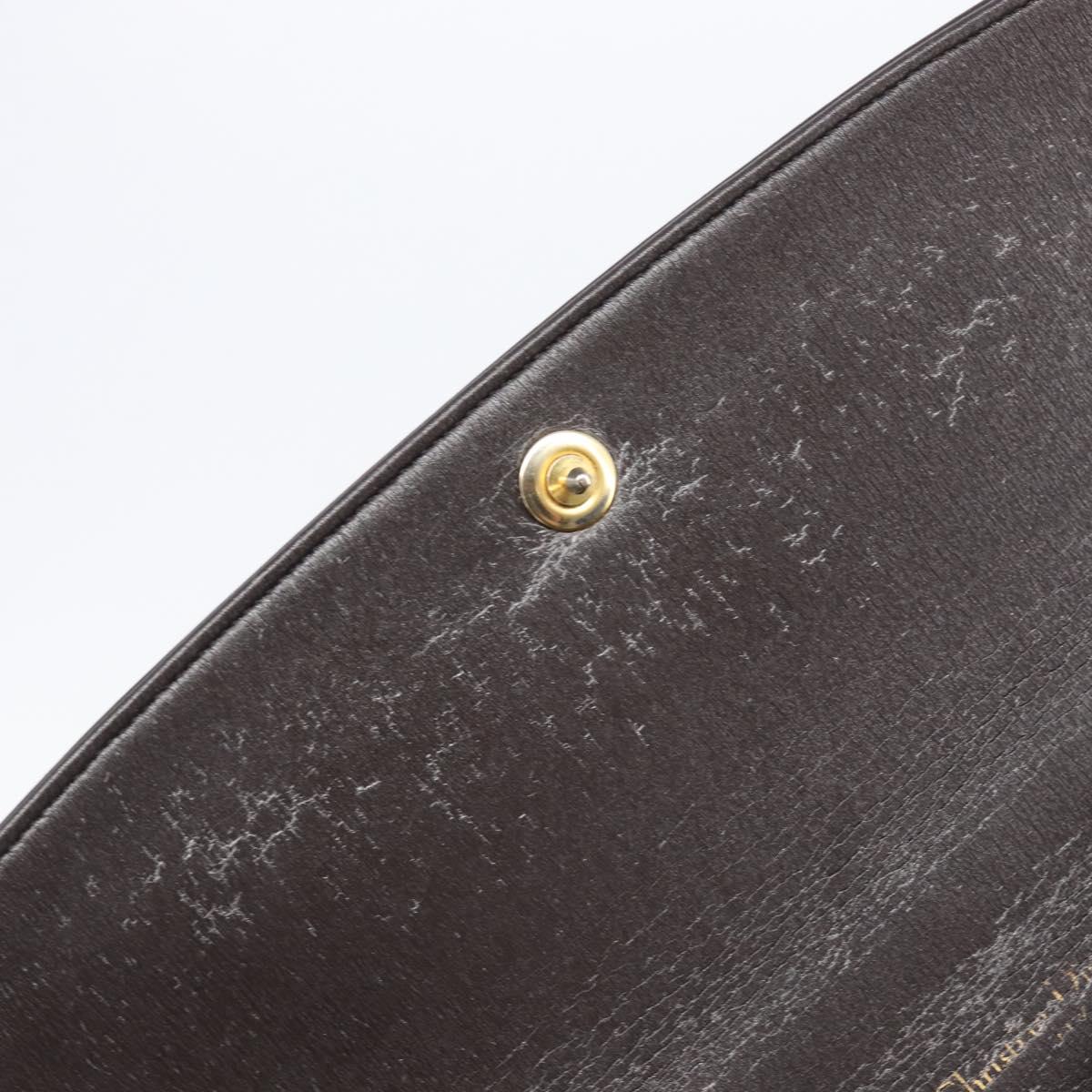 Christian Dior Hand Bag Calf Skin 2way Brown Gold Tone Auth 192824A