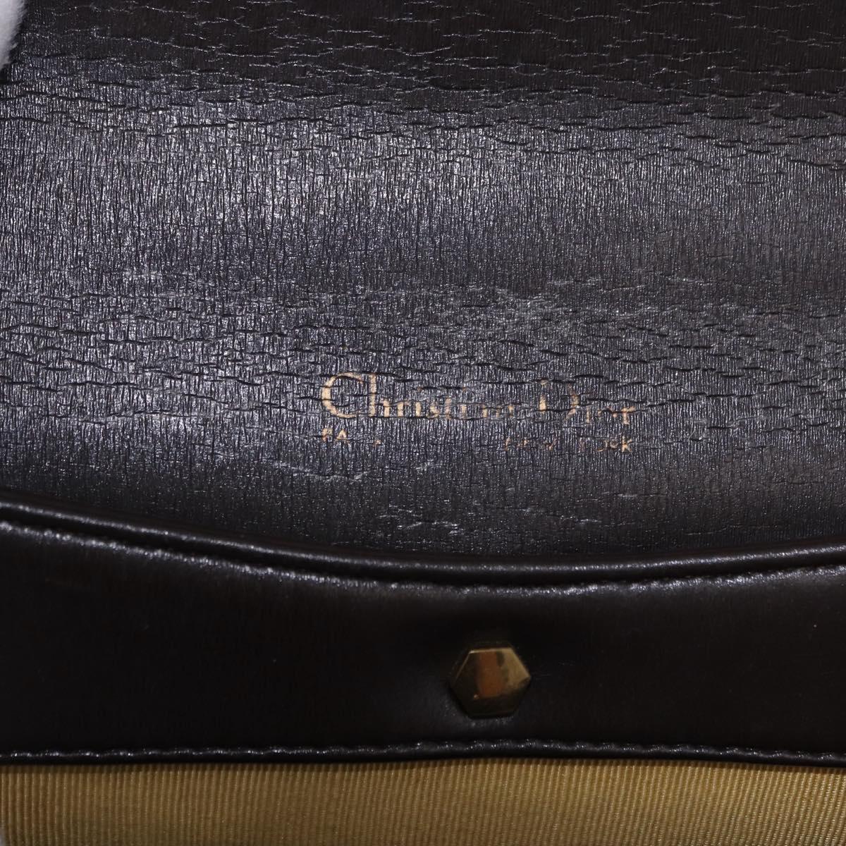 Christian Dior Hand Bag Calf Skin 2way Brown Gold Tone Auth 192824A