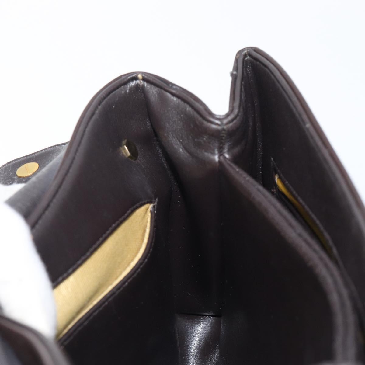 Christian Dior Hand Bag Calf Skin 2way Brown Gold Tone Auth 192824A