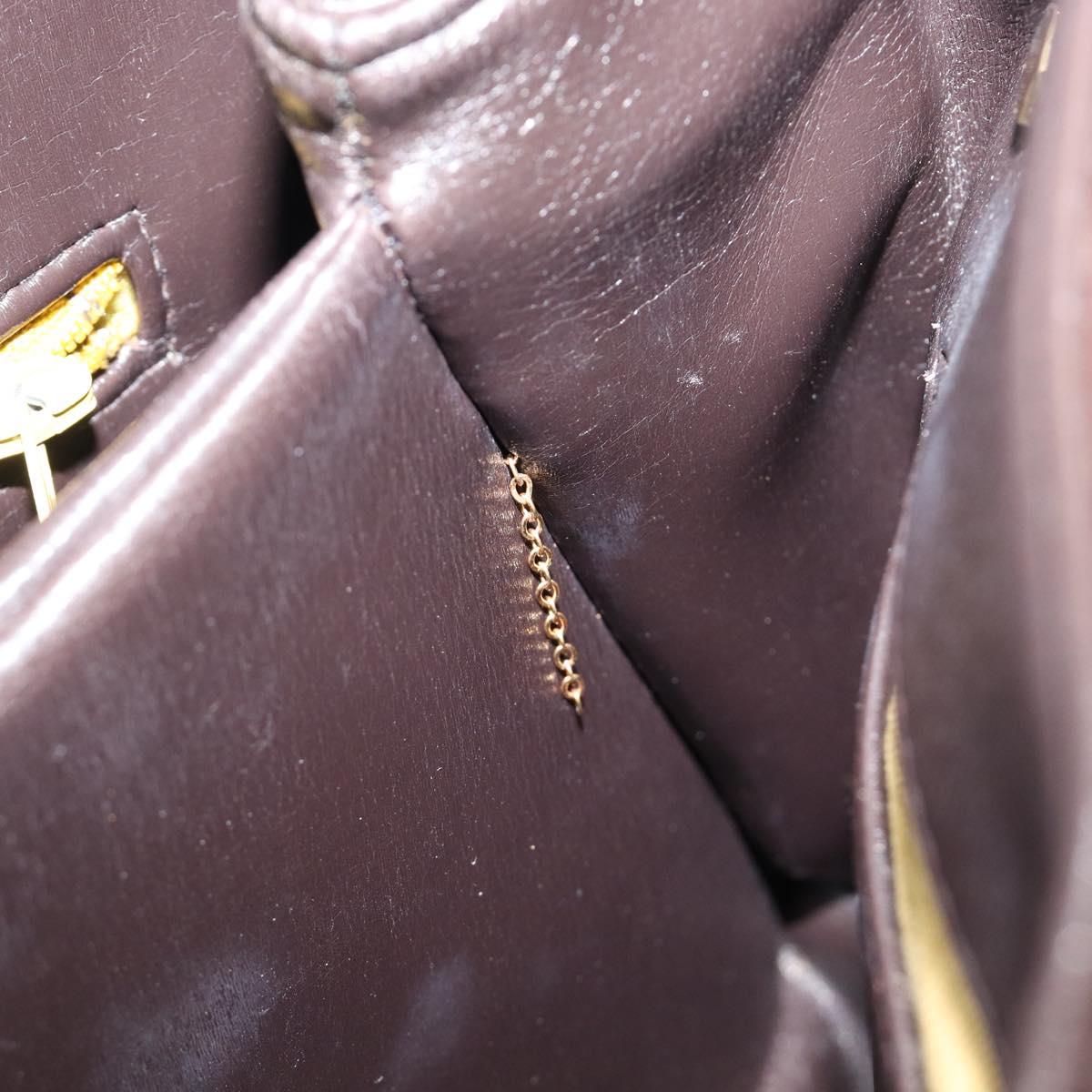 Christian Dior Hand Bag Calf Skin 2way Brown Gold Tone Auth 192824A