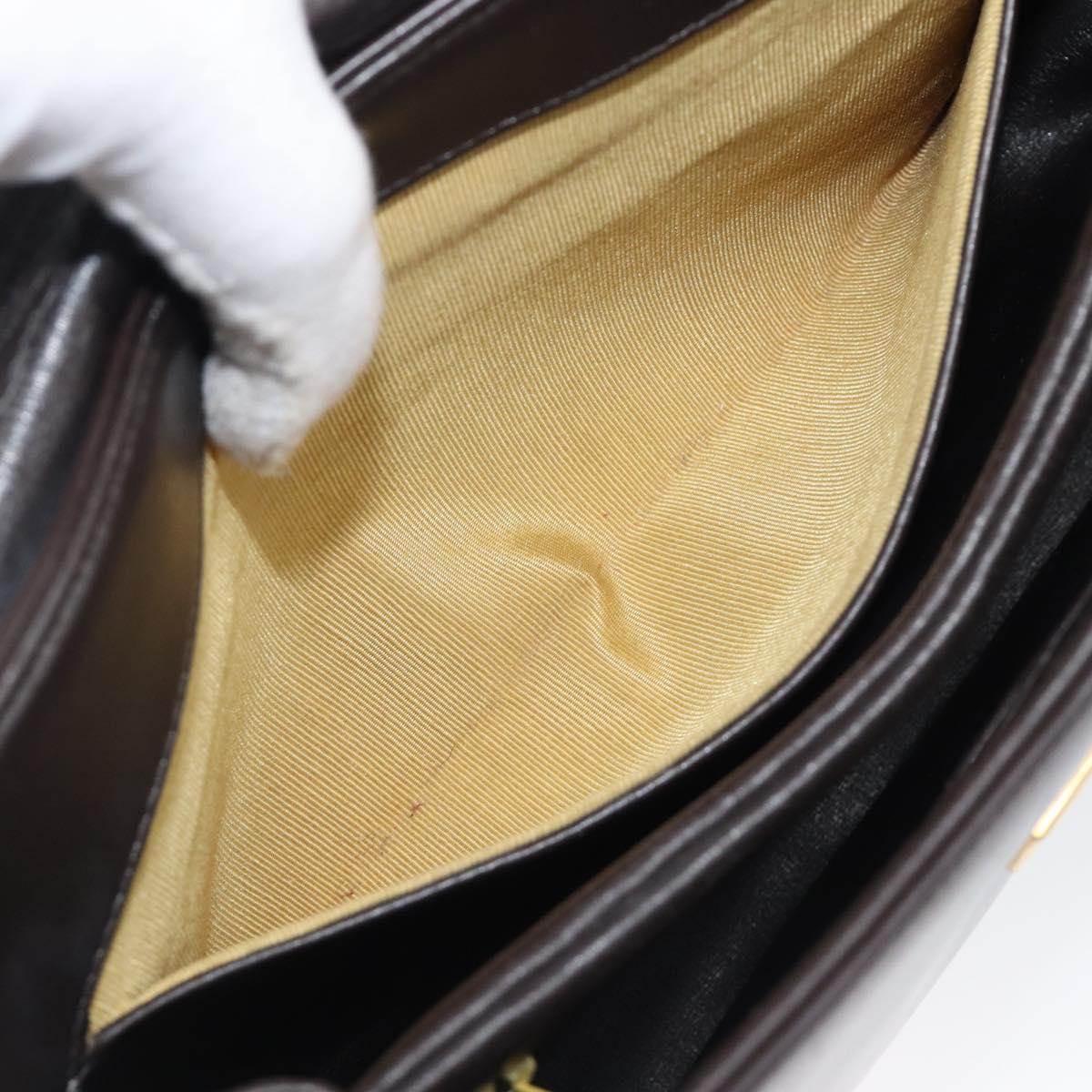Christian Dior Hand Bag Calf Skin 2way Brown Gold Tone Auth 192824A
