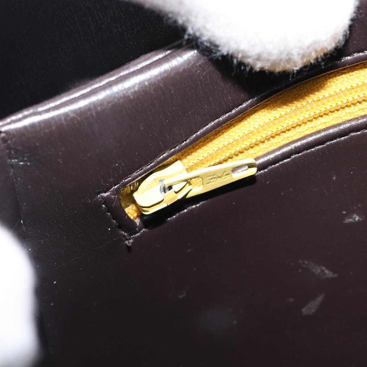 Christian Dior Hand Bag Calf Skin 2way Brown Gold Tone Auth 192824A