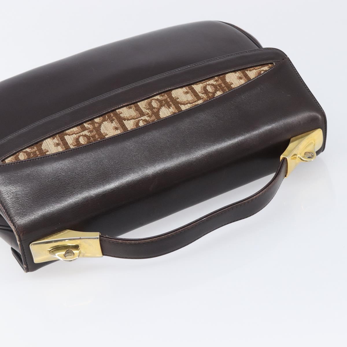 Christian Dior Hand Bag Calf Skin 2way Brown Gold Tone Auth 192824A