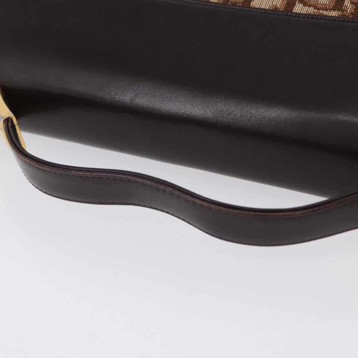 Christian Dior Hand Bag Calf Skin 2way Brown Gold Tone Auth 192824A