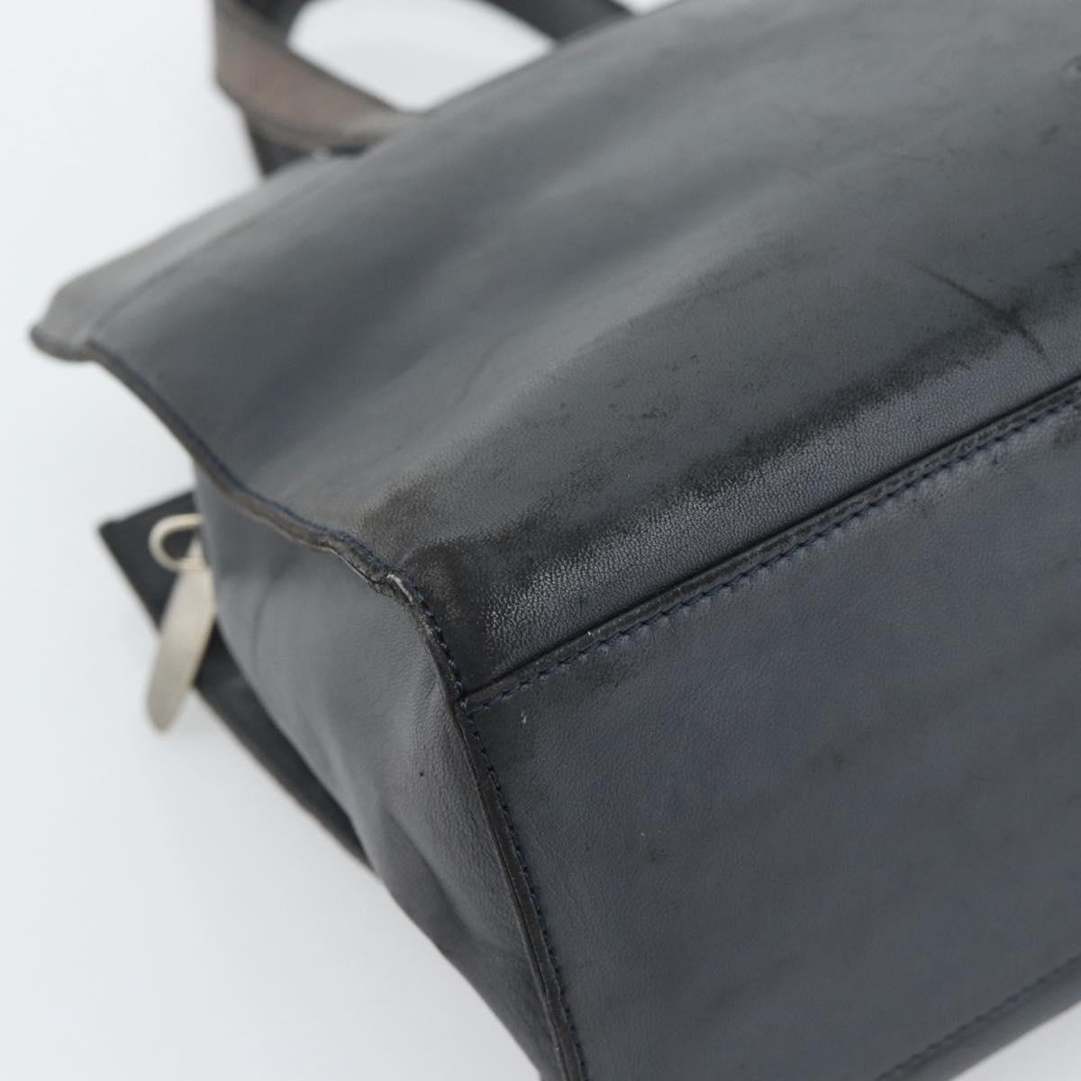 LOEWE Hand Bag Leather Gray Silver Auth 192826A
