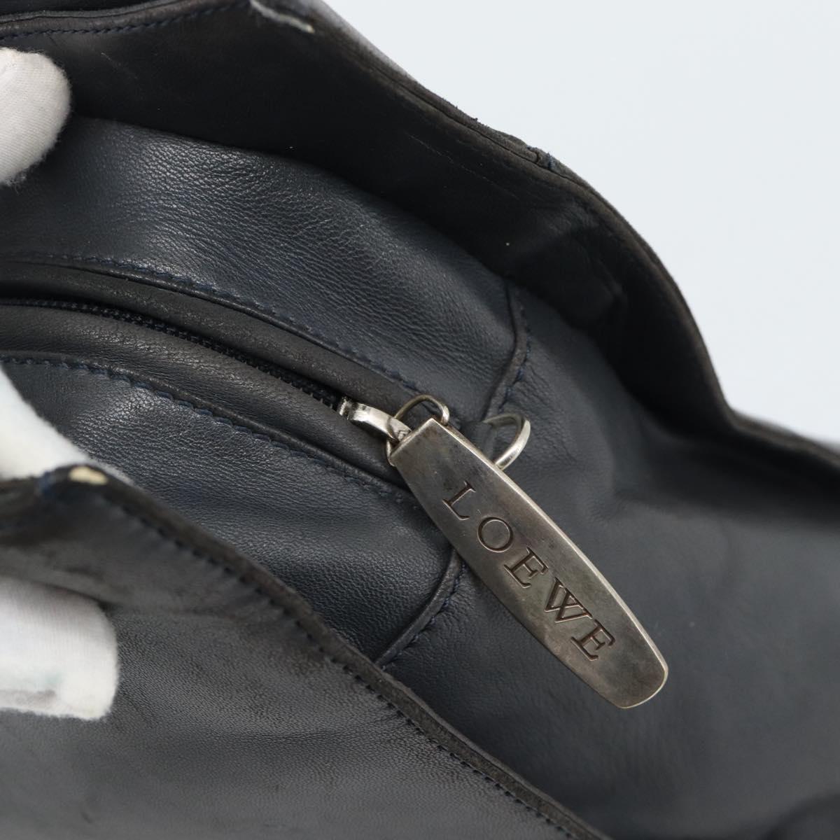 LOEWE Hand Bag Leather Gray Silver Auth 192826A