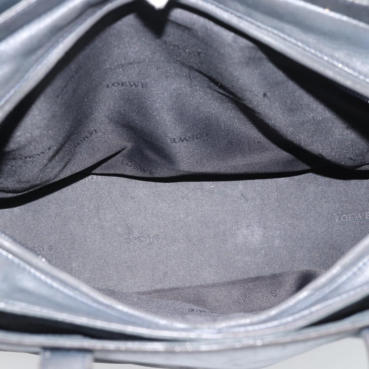 LOEWE Hand Bag Leather Gray Silver Auth 192826A