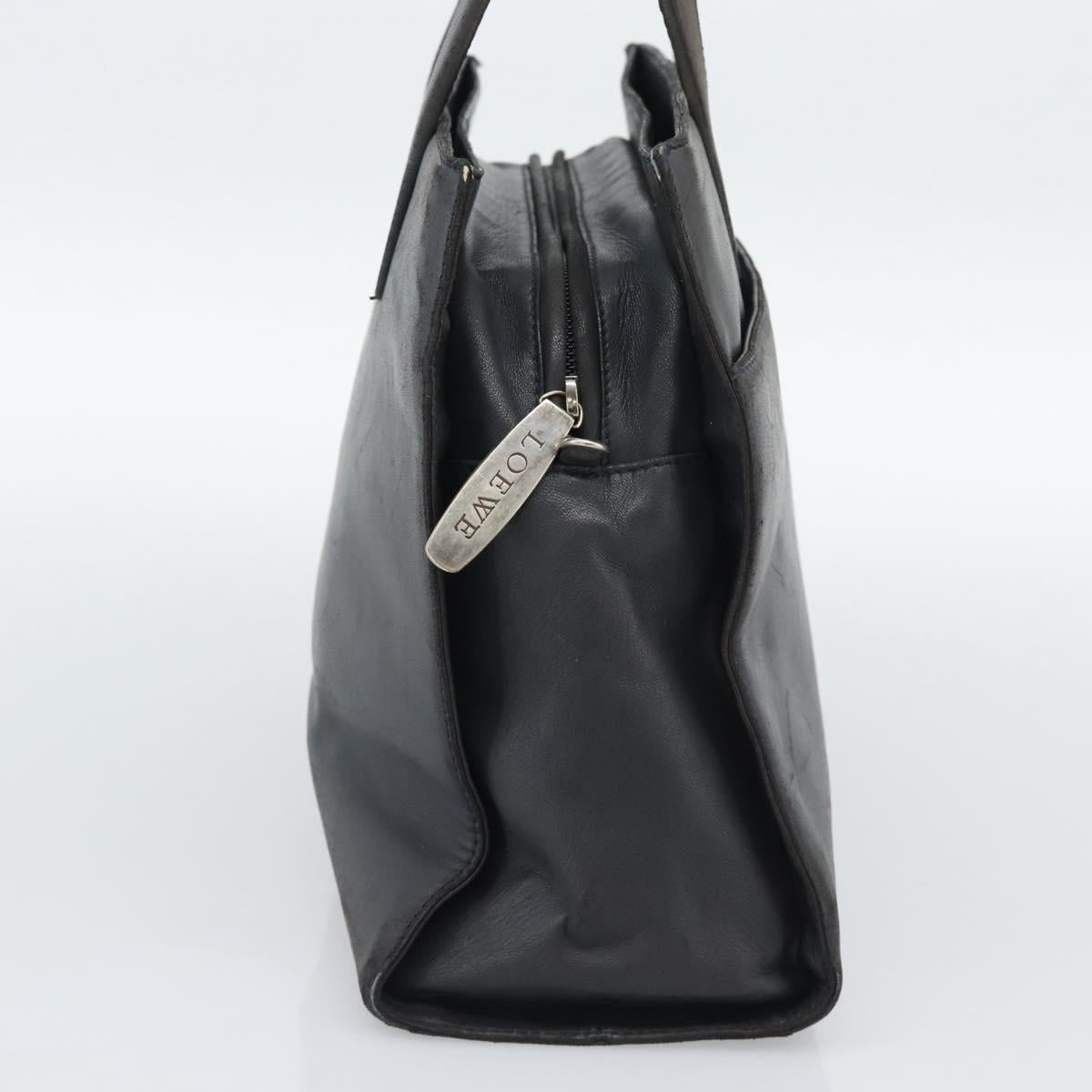 LOEWE Hand Bag Leather Gray Silver Auth 192826A