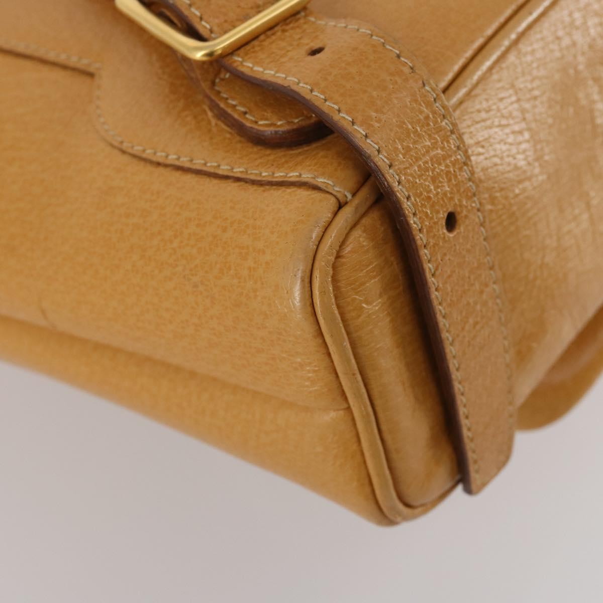 GUCCI Bamboo Backpack Leather Beige Gold Tone Auth 192827A