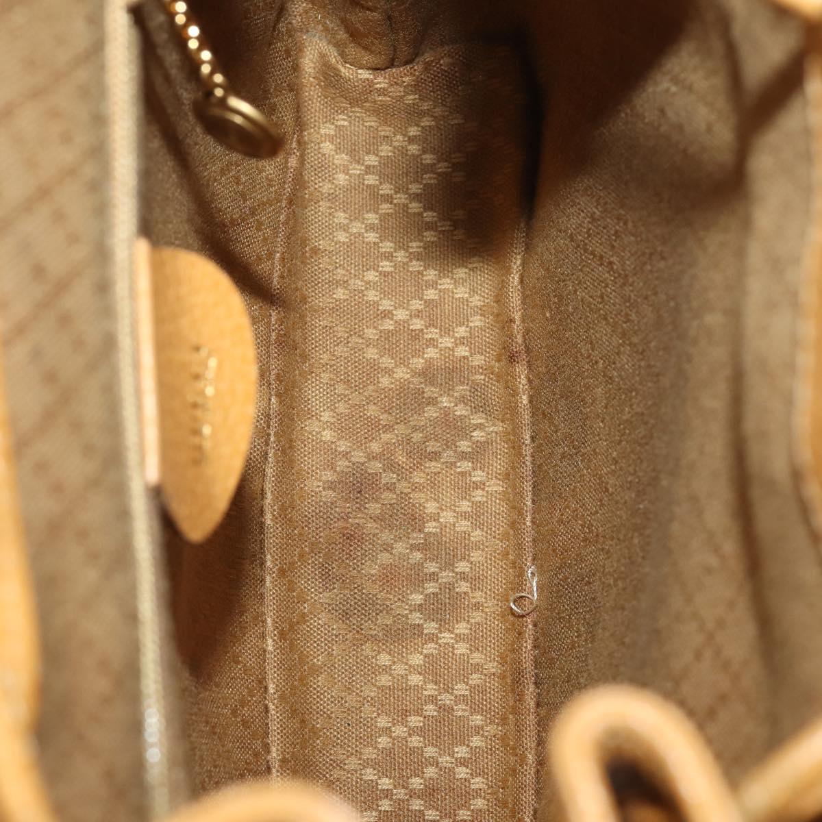 GUCCI Bamboo Backpack Leather Beige Gold Tone Auth 192827A