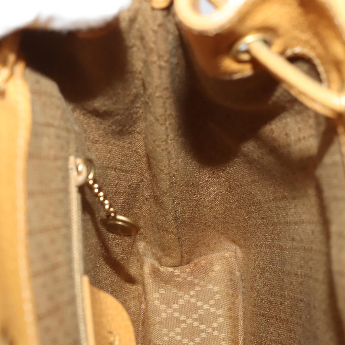GUCCI Bamboo Backpack Leather Beige Gold Tone Auth 192827A