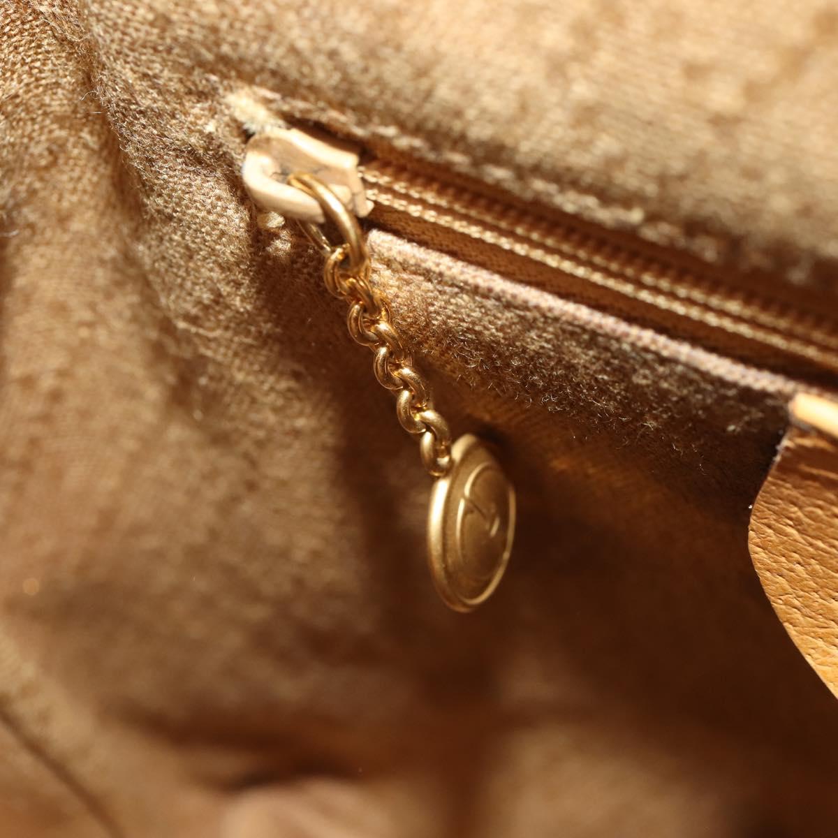 GUCCI Bamboo Backpack Leather Beige Gold Tone Auth 192827A