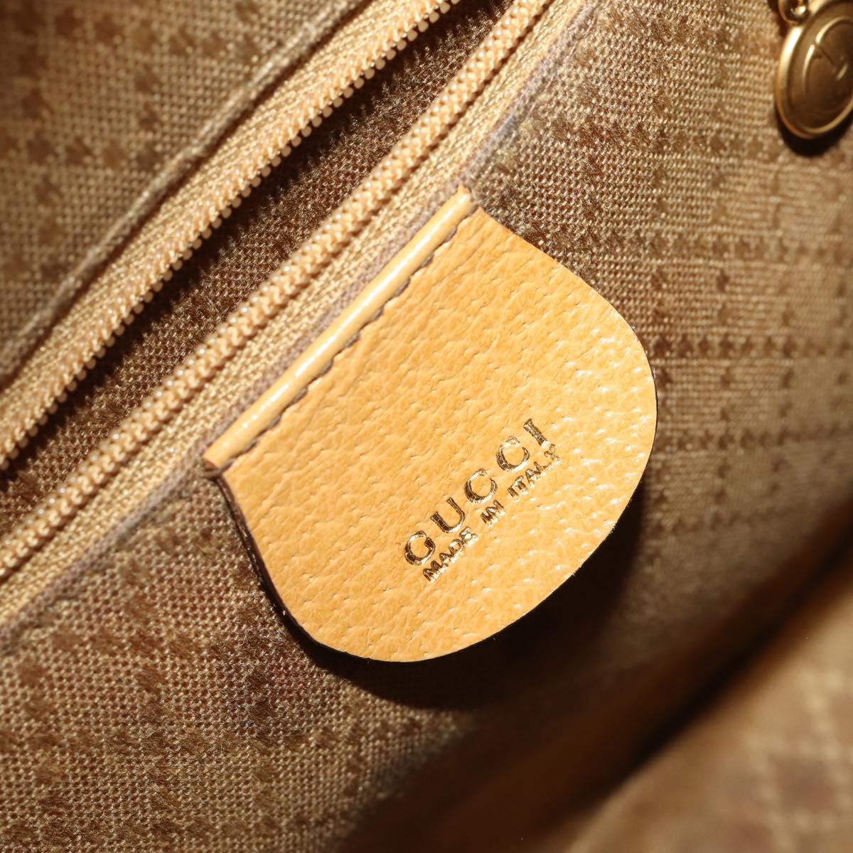 GUCCI Bamboo Backpack Leather Beige Gold Tone Auth 192827A