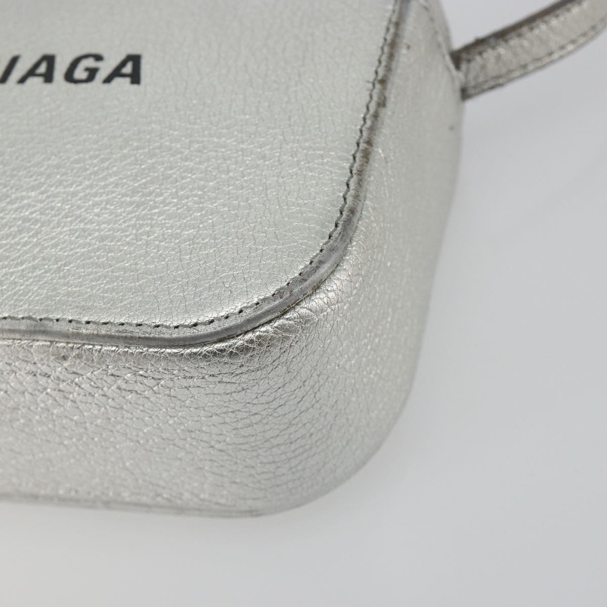 BALENCIAGA Everyday Shoulder Bag Leather Silver 552372 Auth 192828A